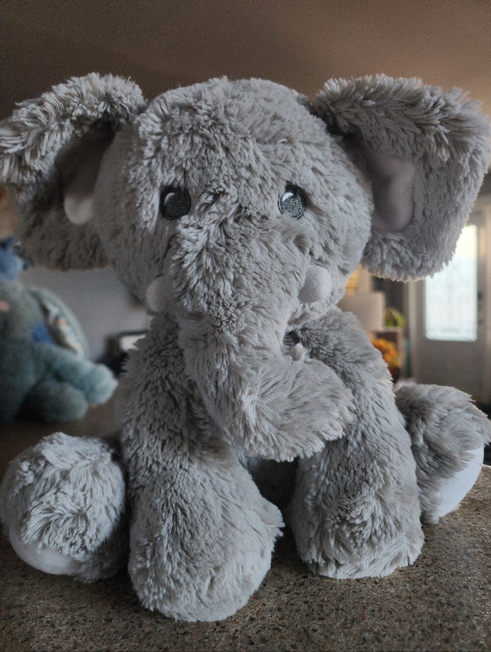 KellyToy Plush Gray Fuzzy  Elephant 13"  Stuffed Animal - Soft Cuddly Toy